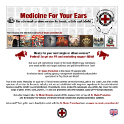 Dr. Music Promotion is the music PR agency with distribution label, booking agency, management department and publisher specialized in Pop, Rock and Metal!