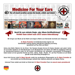 Dr. Music Promotion ist die Musikpromotion-Agentur mit Vertriebslabel, Booking-Agentur, Management-Abteilung und Verlag spezialisiert auf Pop, Rock und Metal!